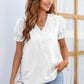 Swiss Dot Lace Trim Flounce Sleeve Blouse