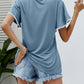 Pom-Pom Trim Flutter Sleeve Round Neck Tee
