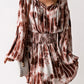 Tie-Dye Smocked Waist Balloon Sleeve Dress
