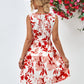 Floral V-Neck Tie Waist Sleeveless Dress