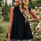 Swiss Dot Ruffle Shoulder Tiered Top
