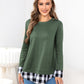 Plaid Round Neck Long Sleeve Tee