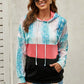 Snake Print Color Block Drawstring Detail Hoodie