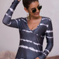 Tie-Dye Plunge Long Sleeve Top