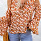 Floral Cold-Shoulder Flare Sleeve Blouse