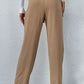 Belted Straight Leg Pants with Pockets