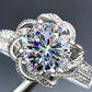 2 Carat Moissanite Floral Platinum-Plated Ring