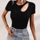 Cutout Round Neck Short Sleeve Knit Top
