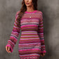 Multicolored Stripe Dropped Shoulder Sweater Dress