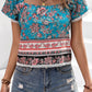 Bohemian Square Neck Short Sleeve Top