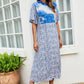 Tie-Dye Floral Flutter Sleeve Hooded Dress