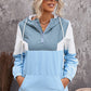 Color Block Quarter-Zip Drawstring Hoodie
