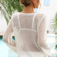 Openwork Scoop Neck Long Sleeve Cover-Up