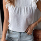 Swiss Dot Tassel Detail Round Neck Blouse
