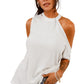 Ribbed Zip-Back Cold-Shoulder Top