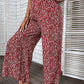Ditsy Floral Slit Paperbag Waist Wide Leg Pants