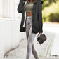 Cable-Knit Fleece Lining Button-Up Hooded Cardigan
