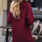 Button Front Curved Hem Raglan Sleeve Shirt Dress