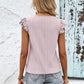 Contrast V-Neck Eyelet Top
