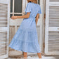Printed Flutter Sleeve Tiered Dress