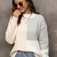 Color Block Crewneck Drop Shoulder Sweater