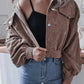 Lantern Sleeve Cropped Corduroy Jacket
