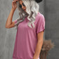 Round Neck Short Sleeve Solid Color Tee