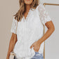 Applique Lace Trim V-Neck Blouse