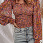 Floral Smocked Lantern Sleeve Blouse
