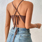 Crisscross Tie Back Slit Sleeveless Top