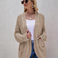 Cable-Knit Curved Hem Open Front Cardigan