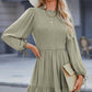 Smocked Tied Balloon Sleeve Mini Dress