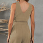 Tie-Waist Buttoned Plunge Sleeveless Romper
