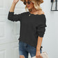 Scalloped Boat Neck Openwork Tunic Sweater