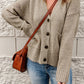 Ribbed Trim Button Down Cardigan with Pockets