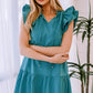 Ruffle Shoulder Tie-Neck Tiered Dress