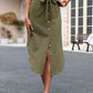 Tie Belt Frill Trim Buttoned Skirt
