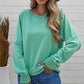 Round Neck Raglan Sleeve Exposed Seam Sweatshirt
