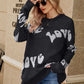 LOVE Ribbed Trim Round Neck Sweater