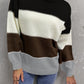Color Block Lantern Sleeve Turtleneck Sweater