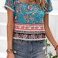 Bohemian Square Neck Short Sleeve Top