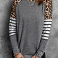 Leopard Striped Raglan Sleeve Top