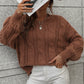 Cable-Knit Openwork Round Neck Sweater