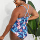 Floral Crisscross Spliced Mesh One-Piece Swimsuit