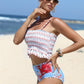 Floral Ruffle Hem Smocked Swimsuit Set