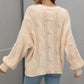 Cable-Knit Openwork Round Neck Sweater