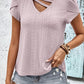 Strappy V-Neck Eyelet Top
