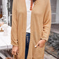 Exposed Seam Open Front Longline Cardigan with Pockets